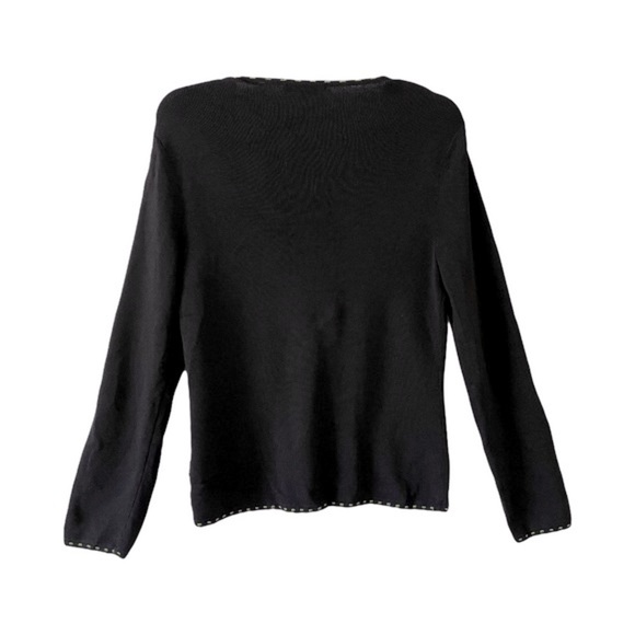 BCBGMaxAzria | Black Bow Long Sleeve Knit Cardigan Sweater, Large - Picture 2 of 7